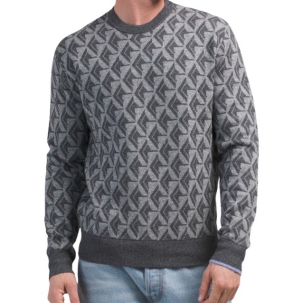 GREYSON Wool And Cashmere‎ Blend Diamonds Grey & White Men's Sweater Sz S NWT!